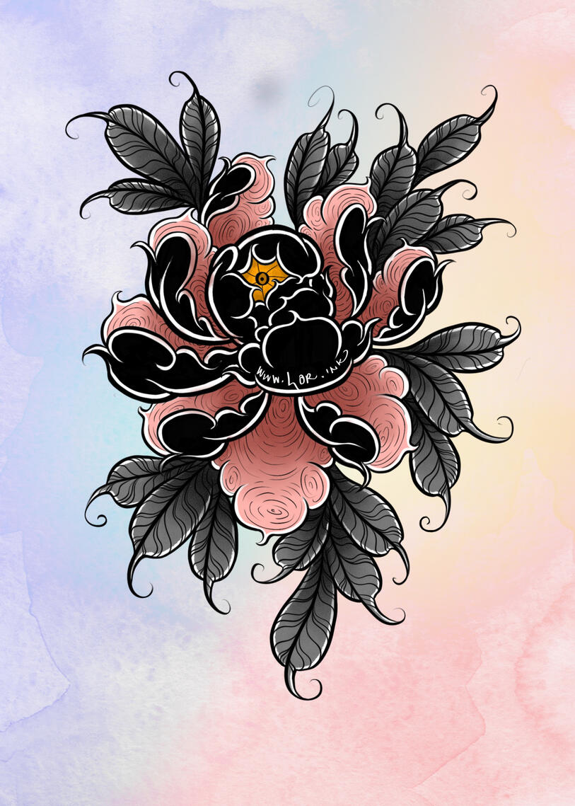 Black & Pink Peony
